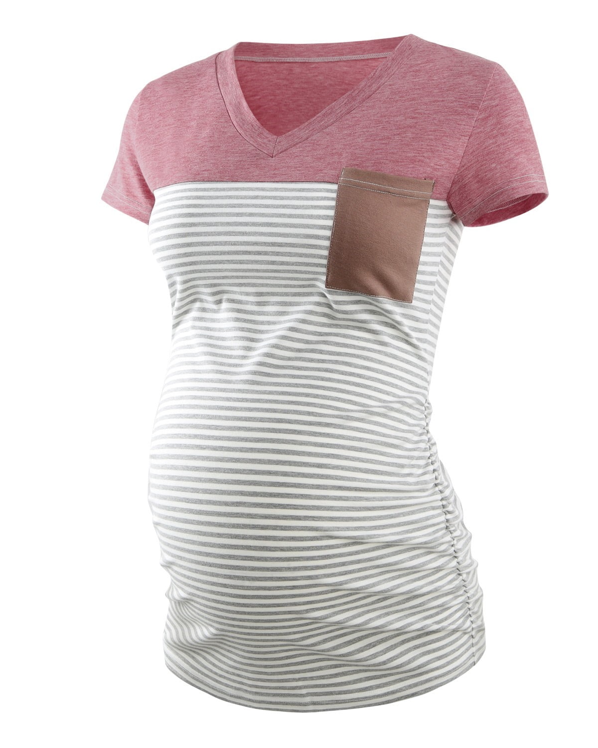 Ecavus Womens Maternity Tops Casual Long Sleeve V Neck Pregnancy Shirts