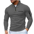 thumbnail image 2 of COSFO Solid Men T Shirts Waffle Knit Mock Neck Pullover Shirts Casual with Pocket Quarter Zip Loose Fit Classic T-Shirt Mens Tops Long Sleeve, 2 of 8