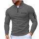 thumbnail image 2 of pstuiky Camisas casuales de manga larga para hombre, Top a cuadros de cuello alto y manga larga con media cremallera de color liso para hombre Tops casuales para hombres l, 2 of 8