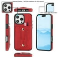 thumbnail image 2 of Luxury finger ring leather phone case for iPhone 16 loop strap card slots cover, 2 of 10
