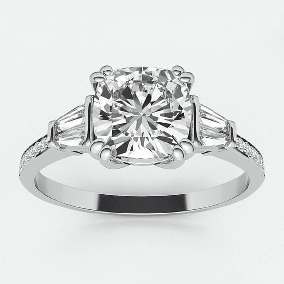 Auory Cushion Cut Wedding Rings for Women's - 18K White Gold Plated - Elegant Moissanite Solitaire Ring - Perfect Proposal Ring