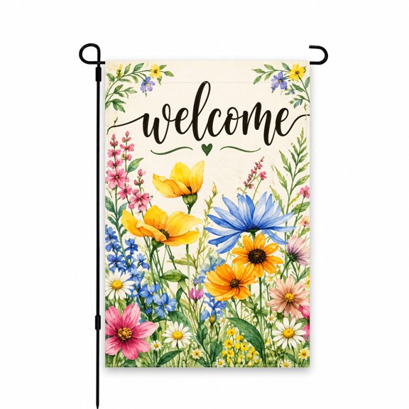 Welcome Garden Flag 12x18 Inch - Colorful Floral Design for Spring Outdoor Decor, Perfect Yard, Lawn, Patio, or Porch Accent for Seasonal Display