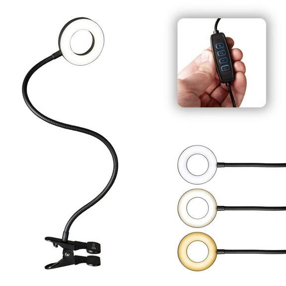 Clip-On LED Ring Light,25"H,11.5W,Black