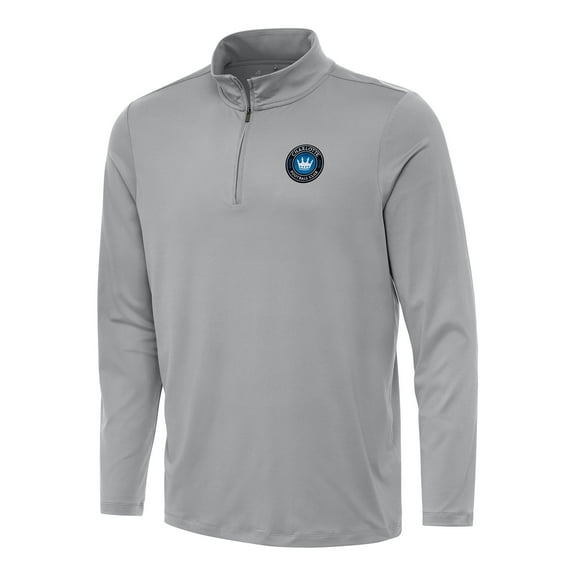 Men's Antigua Gray Charlotte FC Reprocess Quarter-Zip Jacket