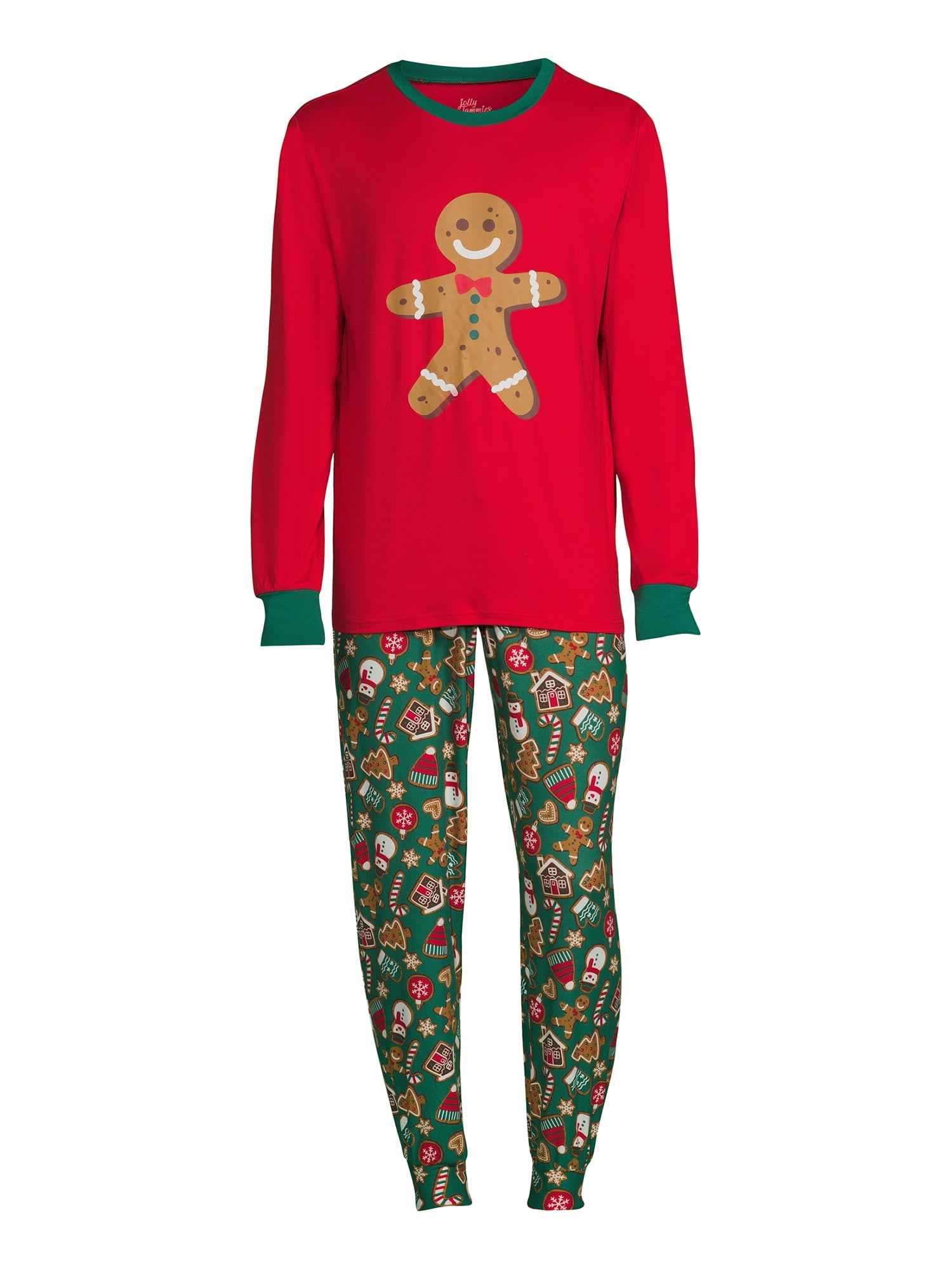 Jolly Jammies Men's Gingerbread Holiday Matching Family Pajamas Set, 2-Piece, Sizes S-XXL