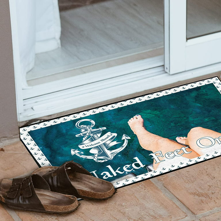 Welcome Aboard Naked Feet Only Lake/Beach Doormat, Doormats for Outside  19363