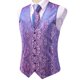 thumbnail image 3 of Chaleco de seda púrpura para boda para hombre, conjunto de gemelos y pañuelo entallado de Cachemira, chaleco sin mangas con cuello en V para fiesta, 3 of 5