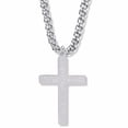 thumbnail image 2 of Singer Men's 1-5/8 Inch Sterling Silver Beaded with Our Father Prayer on Back Cross Necklace with Stainless Steel Rhodium Plated 24" Chain, Style Cross, 2 of 3
