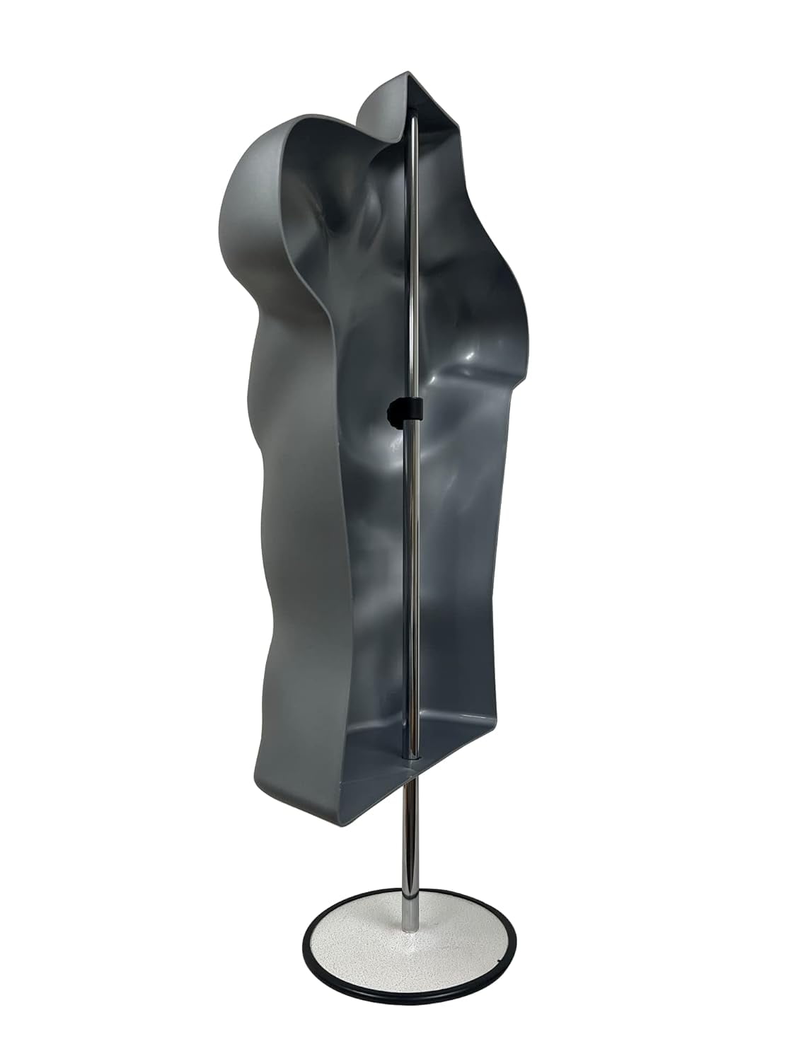 DisplayTown Gray Male Mannequin Torso with Stand Dress Form Tshirt Display Countertop Hollow Back Body with Metal Pole & Hanging Hook S-M Clothing Sizes (Set of 1)