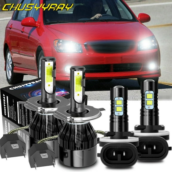 FOR Chevrolet Aveo 2004-2007 2008 LED Headlight Hi/Lo   Fog Light 4X bulbs 6000K