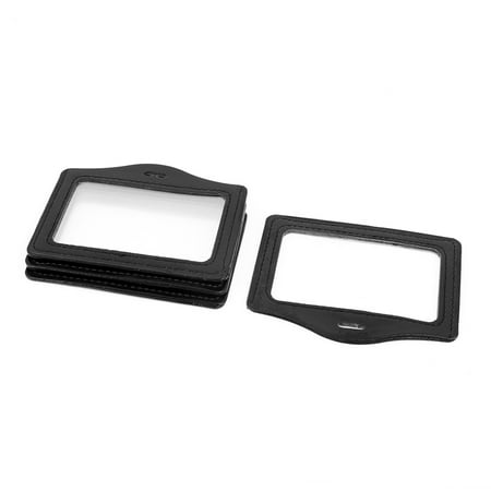 Card Black Faux Leather - Unique Bargains 4pcs Black Faux Leather School Office Horizontal Business ID Badge Card Holder