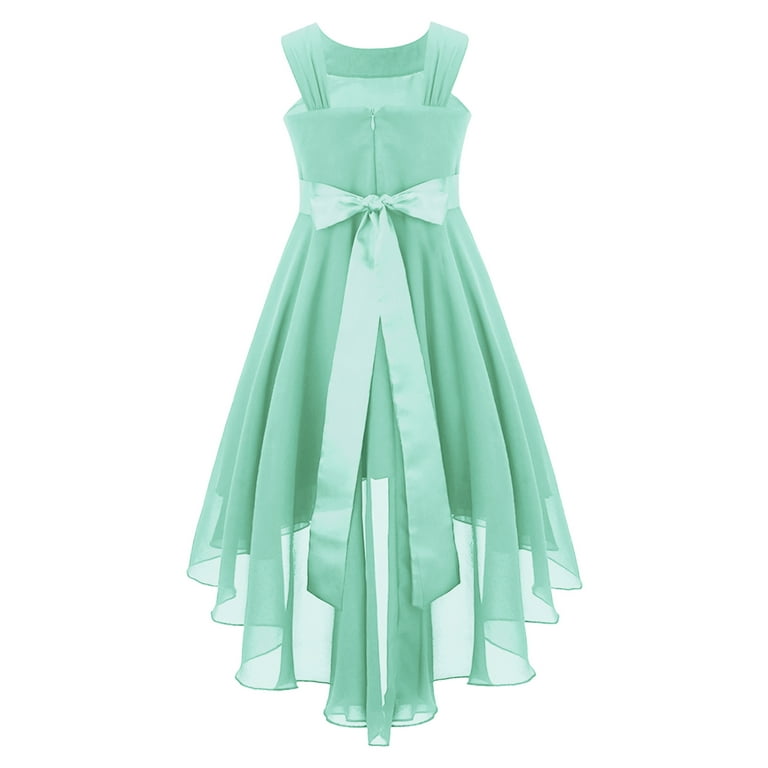 YONGHS Kids Girls Halter Neck High Low Wedding Bridesmaid Dress Mint Green  8 - Walmart.com