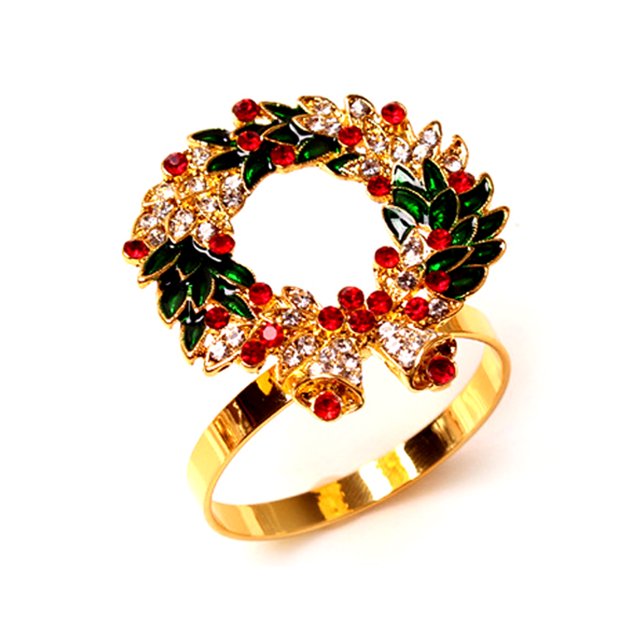 Navidad de acero inoxidable anillo de servilleta de navidad Papel portátil Portátiles Portatarios Banquete Mesa de mesa Decoración del restaurante Ornamento de la corona Inevent HA009763-02