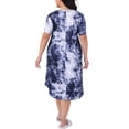thumbnail image 3 of Camisones de Talla Grande para Mujeres Agnes Orinda, Teñido Anudado, Cuello Redondo, Manga Corta, Pijamas Suaves, Ropa de Dormir, Vestido Midi 2X Azul Oscuro, 3 of 6