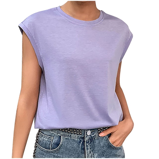 Mujeres Casual manga corta manga corta sólido pulóver blusa camiseta Tops sueltos OAVQHLG3B Store lin121212