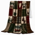 thumbnail image 2 of Rustic Wilderness Lodge Patchwork Moose Pine Tree, Peaceful Mountain Lake Scene, Warm Flannel Blanket for Cabin and Lodge, Outdoor Lovers person's Day Gift, Artistic Home Decor, 2 of 9