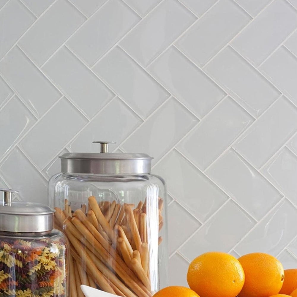 Art3d White 3"x 6" Peel and Stick Glass Tiles for Kitchen Backsplash (32-Pack)