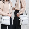 thumbnail image 2 of Soft Leather Multi Pockets Crossbody Bags for Women Vintage Shoulder Flap Bags Handbags and Purses Small Bag (White), 2 of 5