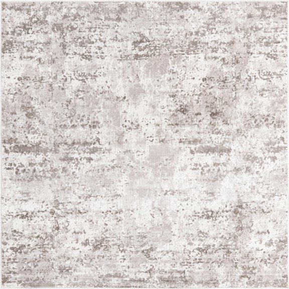 Rugs.com Aurora Collection Rug – 6 Ft Square Stone Gray Low Rug Perfect For Living Rooms, Kitchens, Entryways