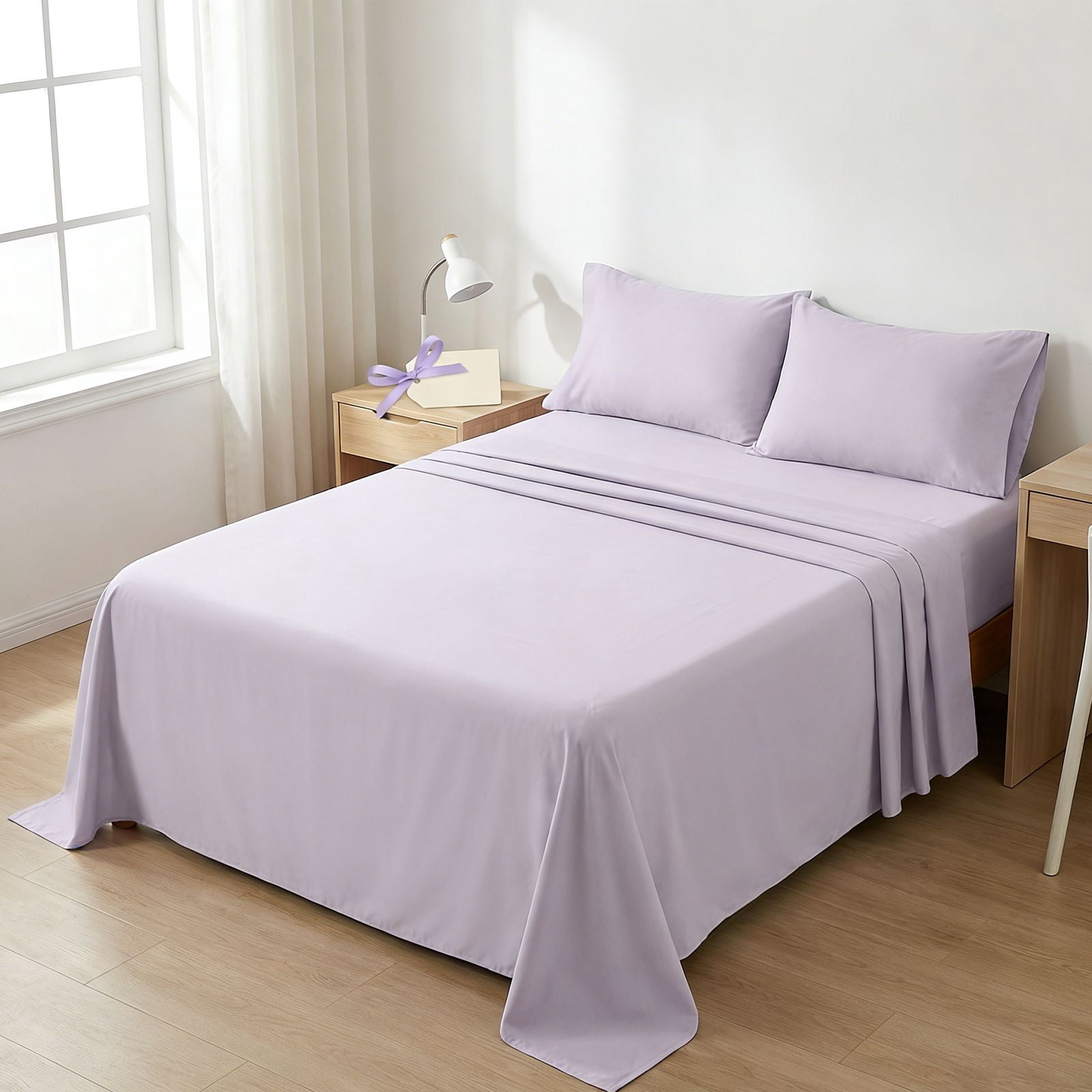 4Pcs Ultra-Soft 85g Sheet and Pillowcase Set, Soft Solid Color, Machine Washable, Suitable For All Seasons, Christmas Comfortable Bedding Set, Available For Single, Double, King, and Queen Beds