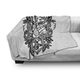 thumbnail image 3 of Fox Soft Flannel Fleece Throw Blanket, Ornamental Fox Face with Tree Leaves Oval Shapes Dots Floral Curves Art Print, Cozy Plush for Indoor and Outdoor Use, 50" x 60", Grey Black White, by Ambesonne, 3 of 6