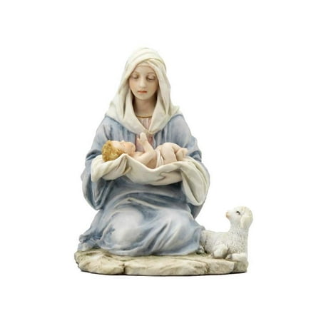 Mary Kneeling Holding Baby Jesus With Lamb Aside (Light Color)