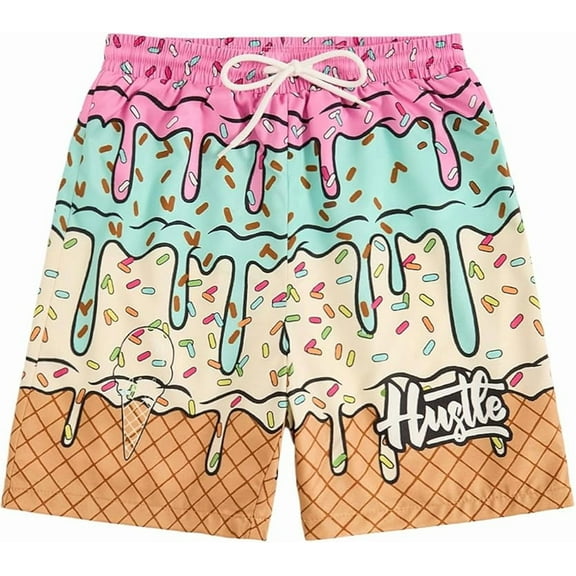 Boy's Patchwork Drawstring Waist Printed Summer Boho Track Shorts
