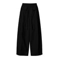 thumbnail image 7 of ZHYou No Boundarie Womens Baggy Pants Casual Stretch Waist Drawstring Quick Dry Wide Leg Lounge Trousers,Black,Size M, 7 of 7