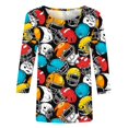 thumbnail image 4 of Gamivast Game Day Shirts Women Plus Size 3/4 Sleeve Football Print Tunic Blouse Trendy Crew Neck Drop Shoulder Sweatshirts Holiday Going Out Tops, 4 of 5