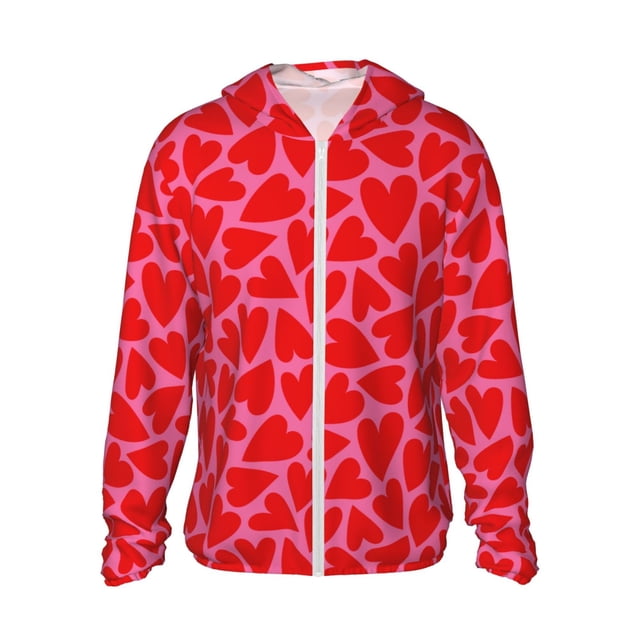 Balery Heart Sudadera ligera de manga larga con capucha y protección solar UPF 50+ para hombre y mujer, ideal para pesca y running-XX-Large