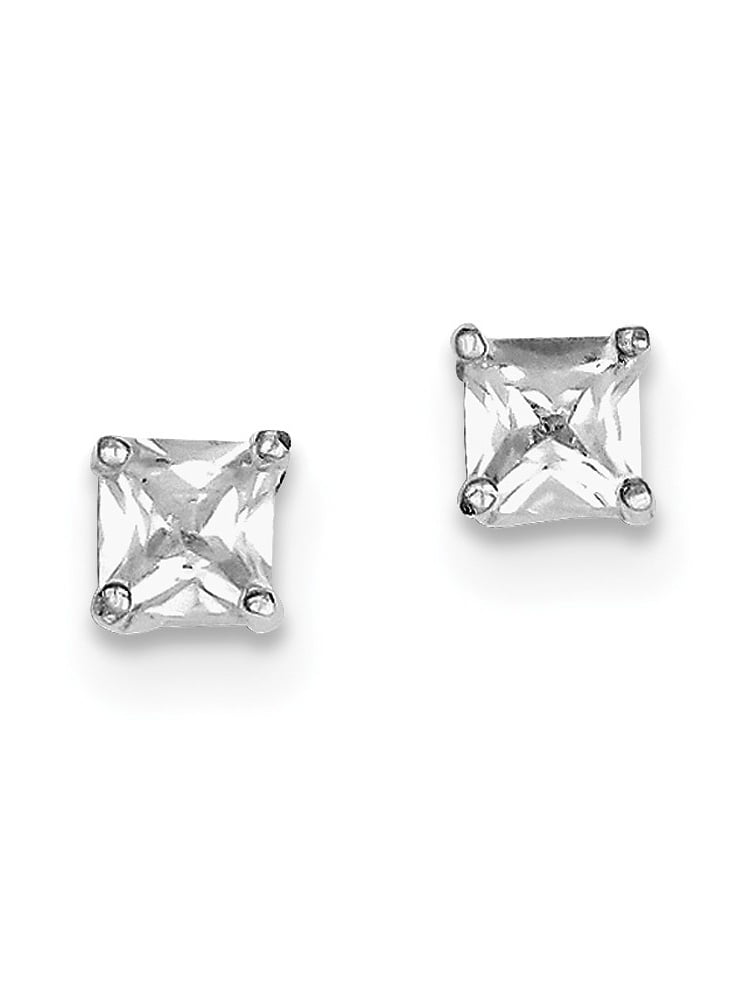 Stainless Steel Polished 5mm Triangle CZ Stud Post Earrings 