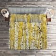 thumbnail image 2 of Ambesonne Autumn Quilted Coverlet 3 Pcs, Forest Golden Leaves, Queen Size, Yellow Grey, 2 of 2