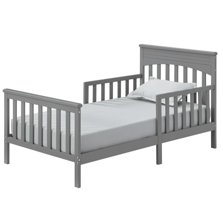 UPC: 0082056280650 | Oxford Baby Harper Wood Frame Toddler Bed with Guardrails and Flat-Top Headboard Dove Gray