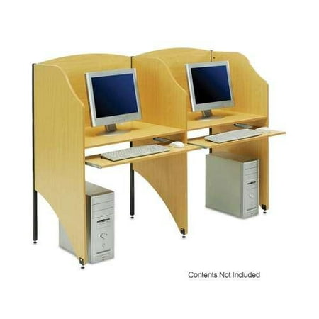 Add-On Computer Desk Privacy Booth - Requires First Privacy Booth - Wood, Keyboa