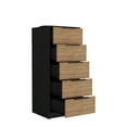 thumbnail image 6 of Dtwnek 5 Drawers Dresser with Metal Handle, Black + Brown, 6 of 8
