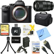 Sony a7R II Full-frame Mirrorless Interchangeable Lens 42.4MP Camera Body Bundle with FE 90mm Full-frame E-mount Macro Lens, 64GB Memory Card, Tripod, Deco Gear Bag with Accessories (14 Items)