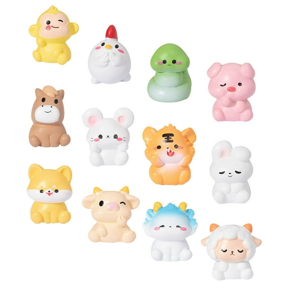 Raindrops 12pcs Tiny Resin Animals Miniature Garden Figurines Cute Animal Ornaments Diy Micro Landscape Small Animal Figurine