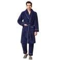 thumbnail image 5 of Couples Pajamas Matching Sets Unisex Soft Plush Robe Cozy Warm Bathrobe Fuzzy Female Long Spa Robe Sleepwear Long Sleeve Loungewear with Pockets 2 Piece Navy XL, 5 of 5
