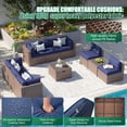 thumbnail image 2 of Clouddwell 10 Piece Patio Furniture Set Wicker Rattan Patio Conversation Set Outdoor Sectional Sofa Set with Coffee Table and Blue Cushions(Waterproof Cover Included), 2 of 6