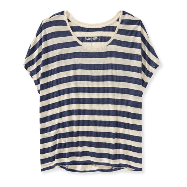 Camiseta recortada con gráfico de rayas Aeropostale para mujer azul extragrande