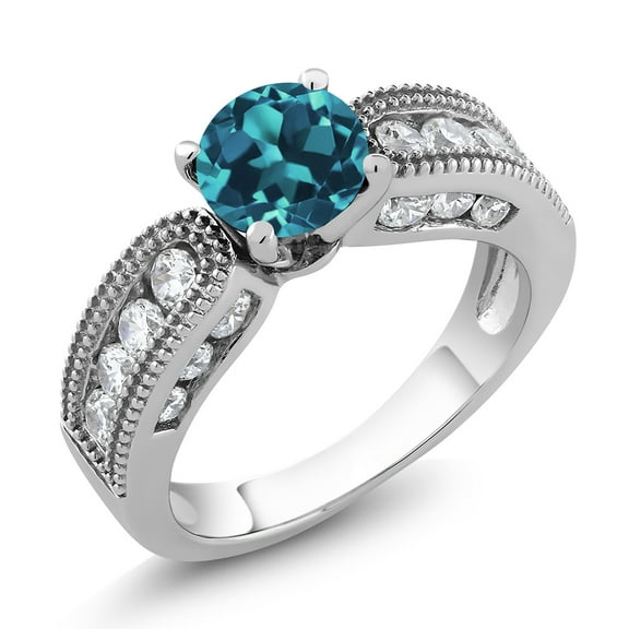 Gem Stone King 2.54 Ct Round London Blue Topaz 925 Sterling Silver Ring (Size 6)