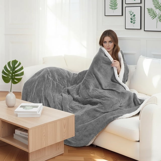 YUSTAL Electric Heated Blanket Full Size 72x84 Inch - Super Soft Flannel, 10 Heat Settings, 1-12H Auto Shut Off, Machine Washable, Easy Controller, P
