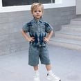 thumbnail image 2 of REDARER Boys Short Sleeve Lapel Button Embroidery Denim Shirt Knee Length Shorts 2Pc Summer Casual Play Outfit,2-3 Years, 2 of 5