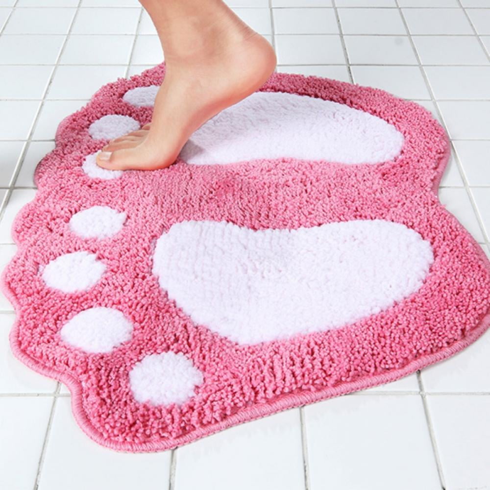 Details about   Bathroom Mats Footprints Feet Shape Shower Shaggy Floor Mat Thick Plush Washable 