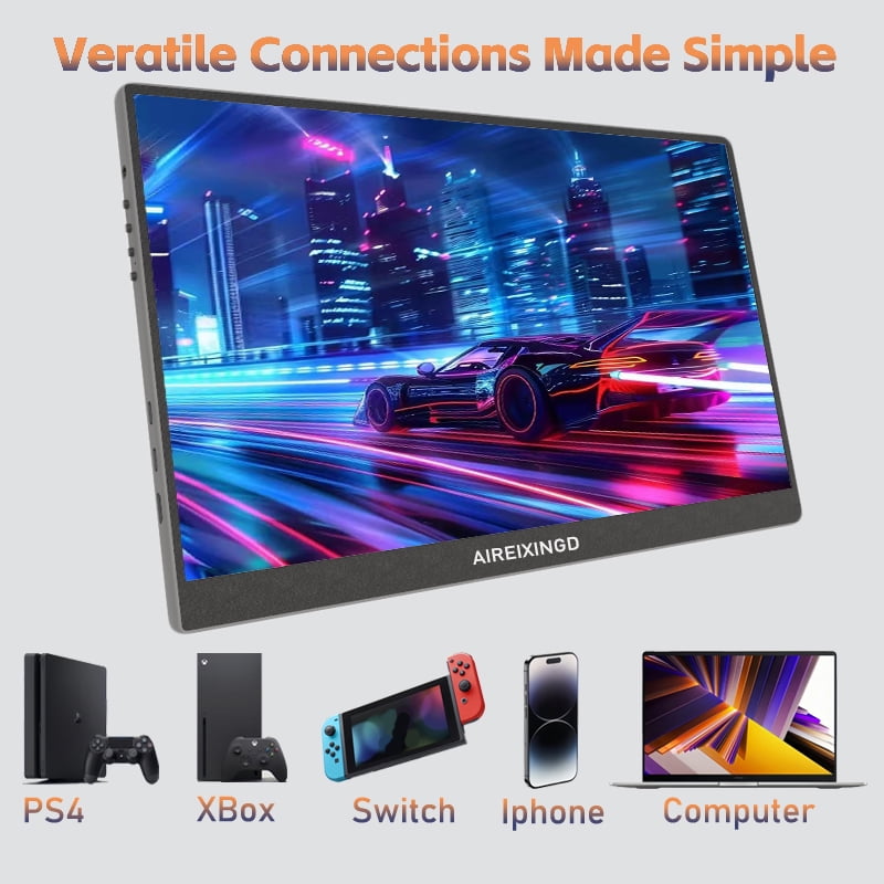15.6'' Portable Monitor FHD 1080P Kickstand Portable Laptop Monitor IPS Computer External Screen USB C HDMI Display for PC MAC Phone Xbox PS5