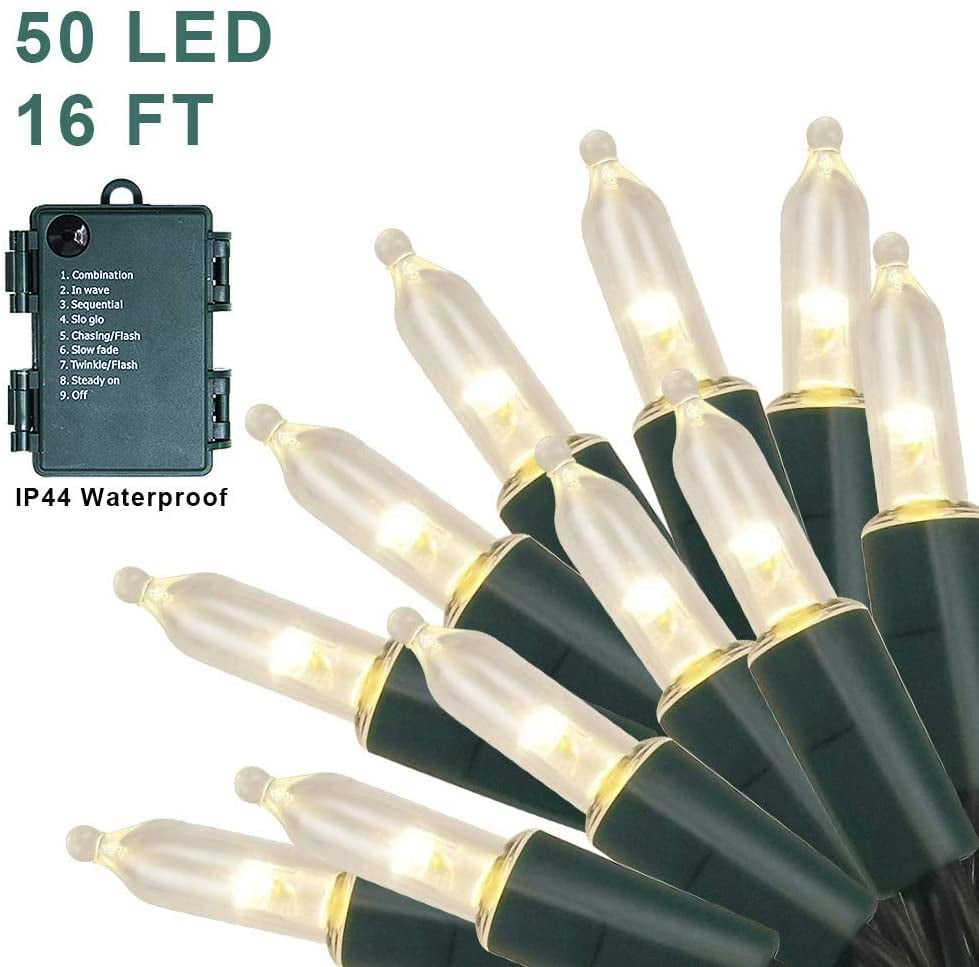 Twinkle Star 50 LED Battery Operated Christmas Lights 16 ft Mini String