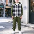 thumbnail image 2 of NOLDARES 6 Y 2Pcs Boys Clothes Sweatsuit Set Hoodie Flannel Plaid Shirt and Jogger Pants for Kids Fall Winter Spring Outfits, 2 of 4