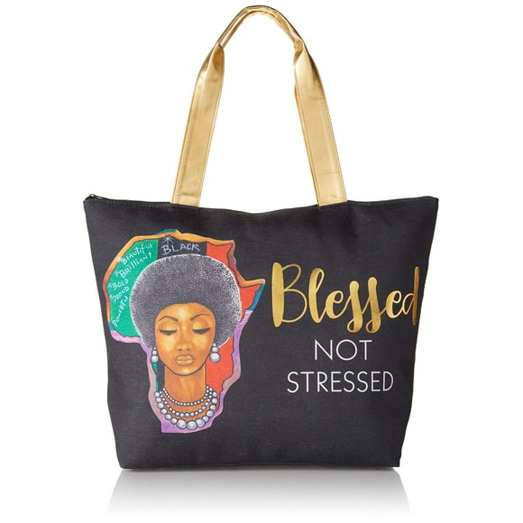 African American Expressions - Sac Fourre-Tout en Toile, Africa Blessed Not Strested, 20 x 15 Pouces, CB-14