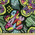 thumbnail image 2 of Ambesonne Colorful Fabric by the Yard Upholstery, Vibrant Floral, 1 Yard, Multicolor, 2 of 5
