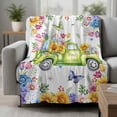 thumbnail image 2 of Happy Easter Blanket Soft Cozy Warm Twin Blanket for Bed, Plush Fuzzy Flannel Fleece Blankets for Sofa, Watercolor Truck Eggs Flowers Butterfly Botanical Throw Blankets for Couch Gifts, 60"x80", 2 of 9